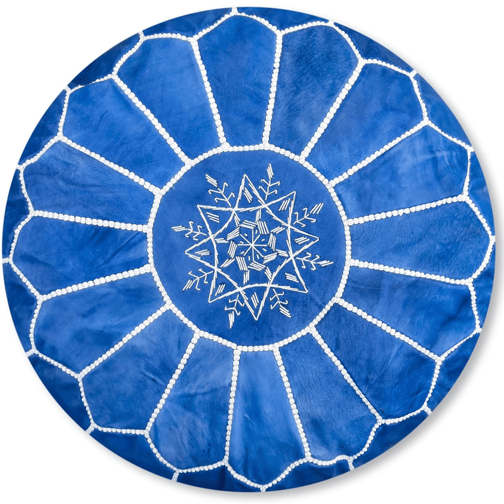 Moroccan handmade leather pouf - AzulSouk