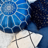 Moroccan handmade leather pouf - AzulSouk