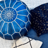 Moroccan handmade leather pouf - AzulSouk