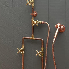 outdoor copper shower head with handhled and round shower head