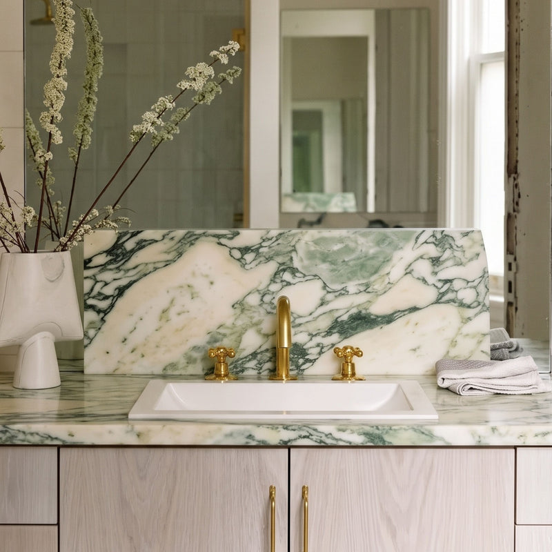 Unlacquered Brass 3-Hole Deck-Mounted Bathroom Faucet-zoom-