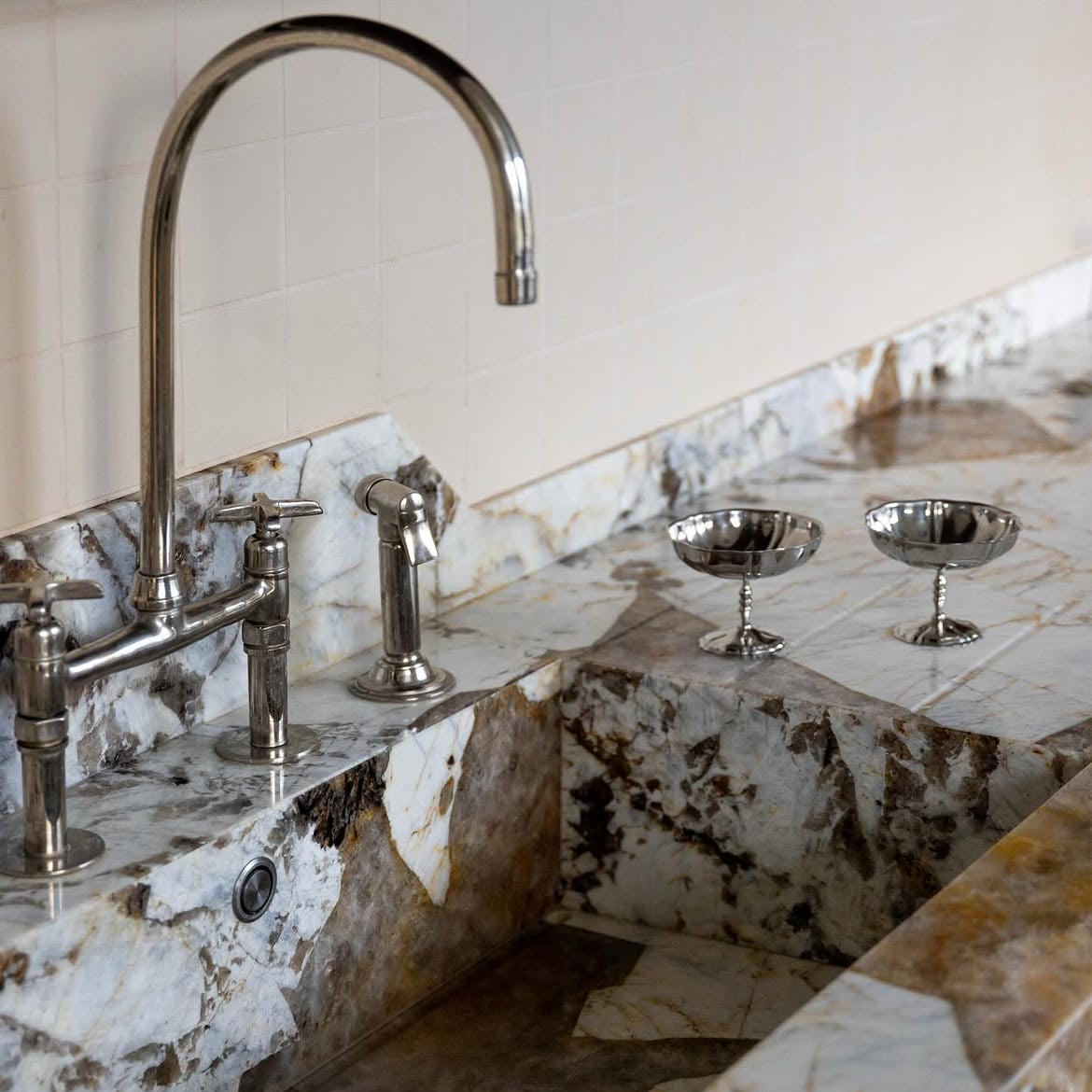 polished nickel bridge faucet