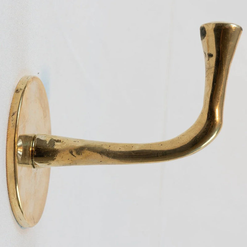 Set of Handcrafted Unlacquered Brass Hooks For Wall-zoom-