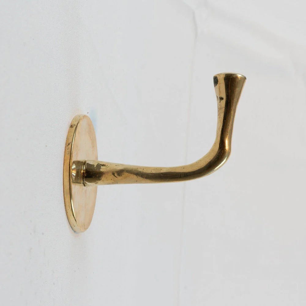 Set of Handcrafted Unlacquered Brass Hooks For Wall-1