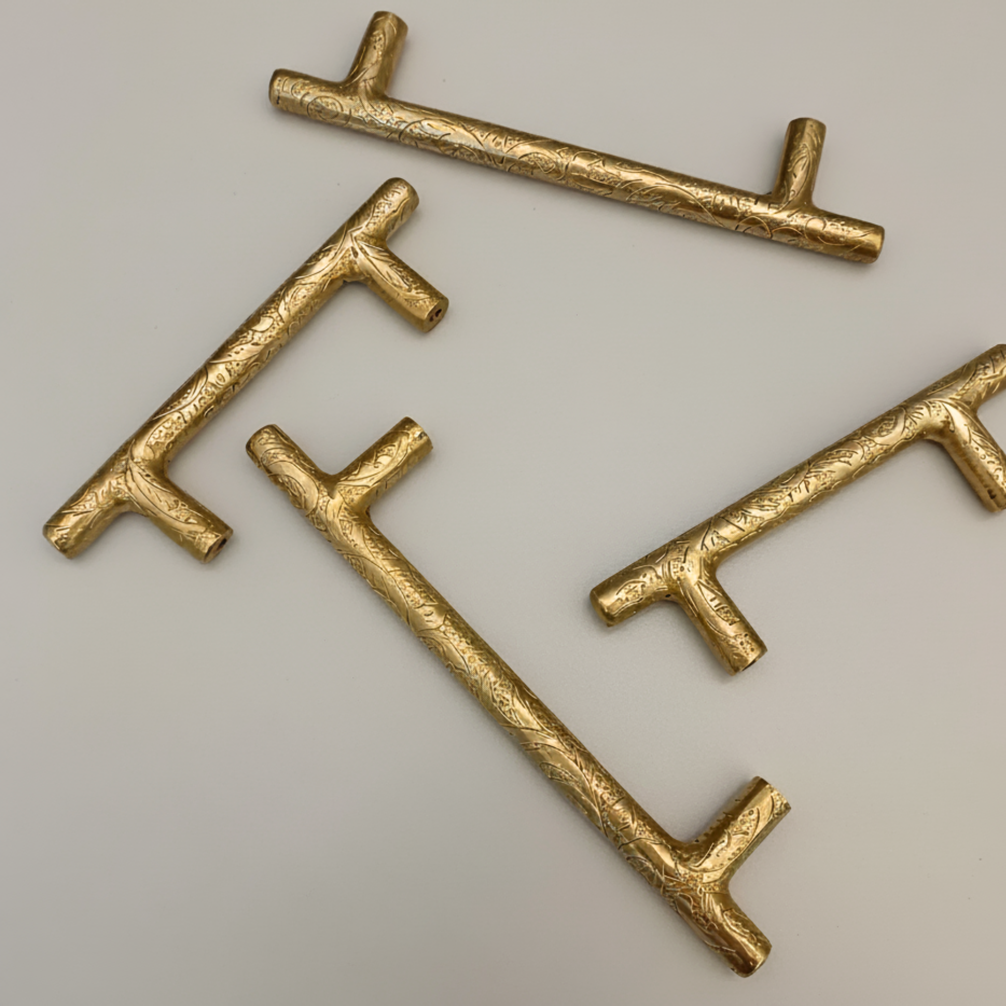 Gold brass door handles
