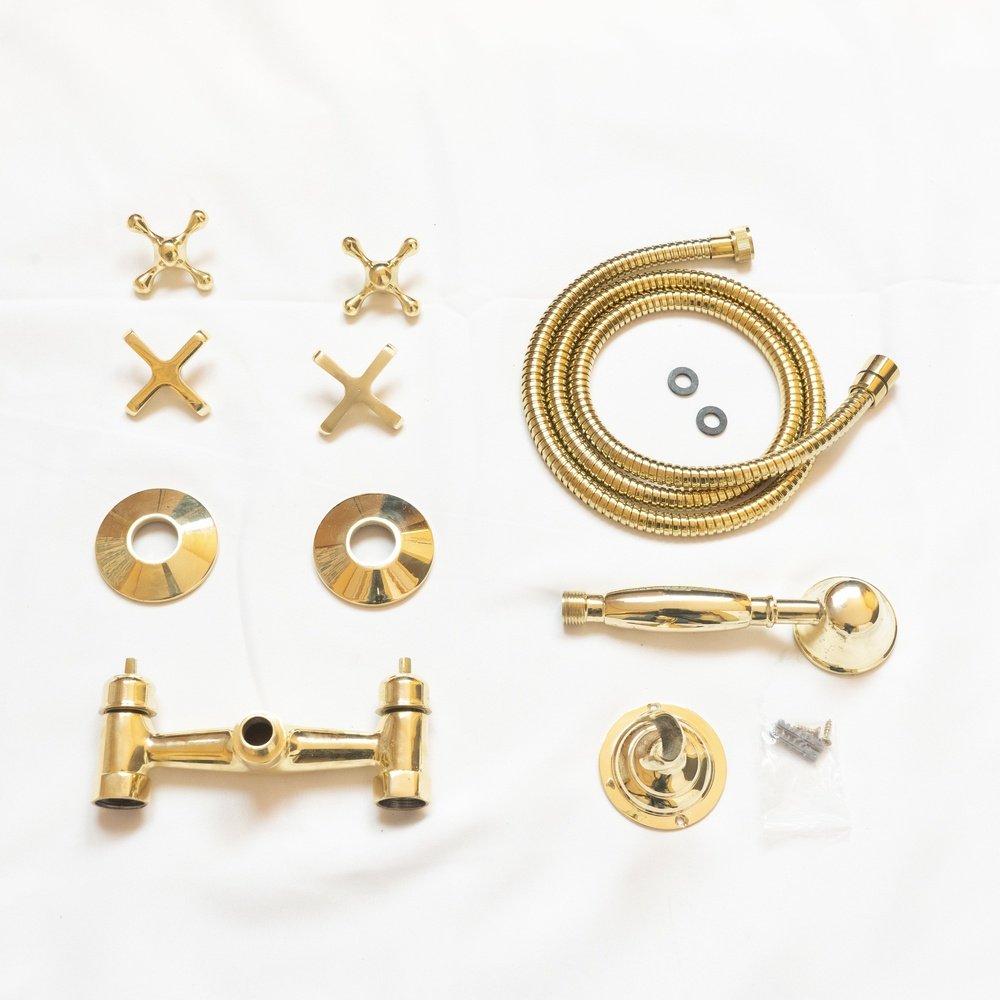 Unlacquered Brass Shower System with Handheld