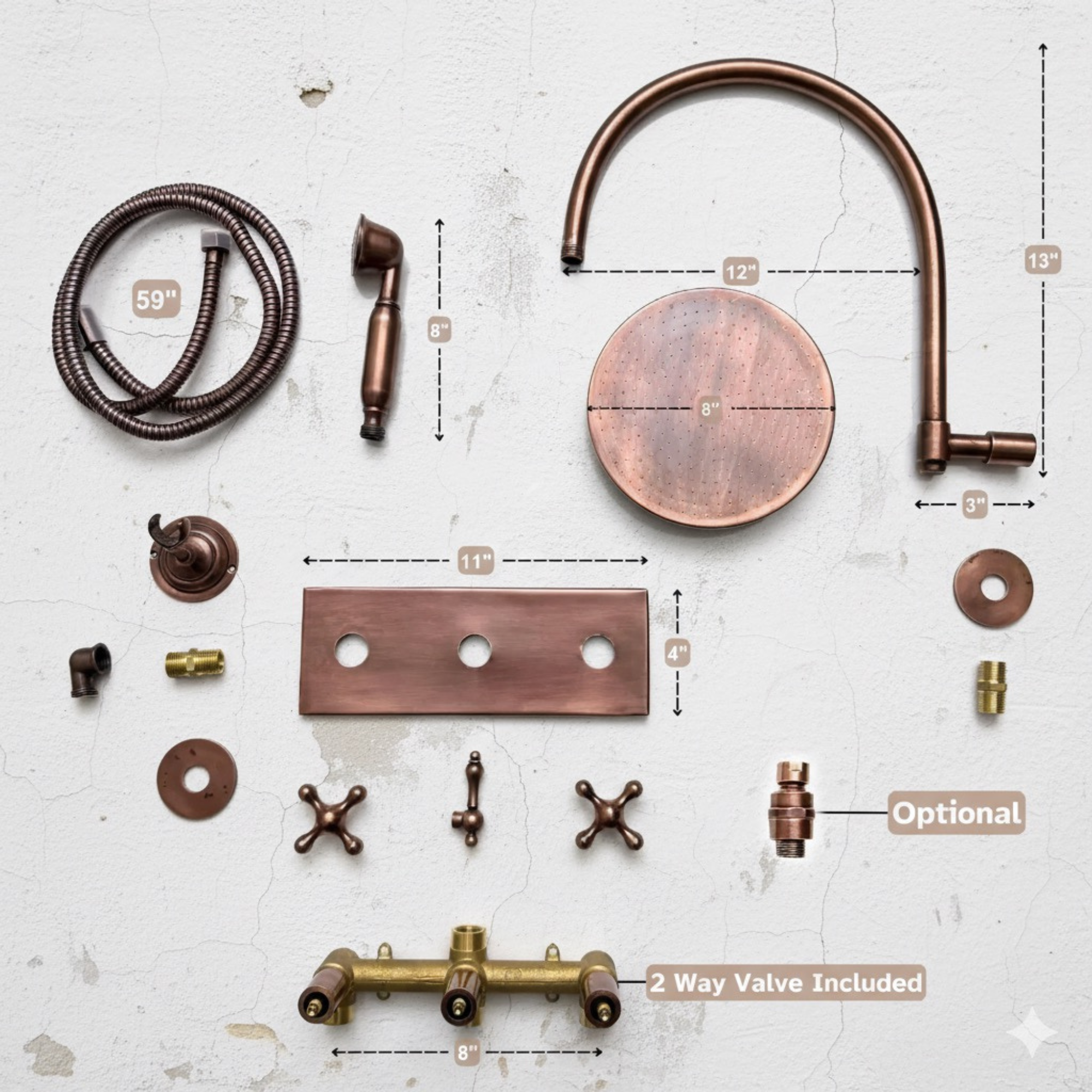 solid copper shower system 