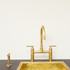 Gold Brass kitchen faucet with sprayer - SInk