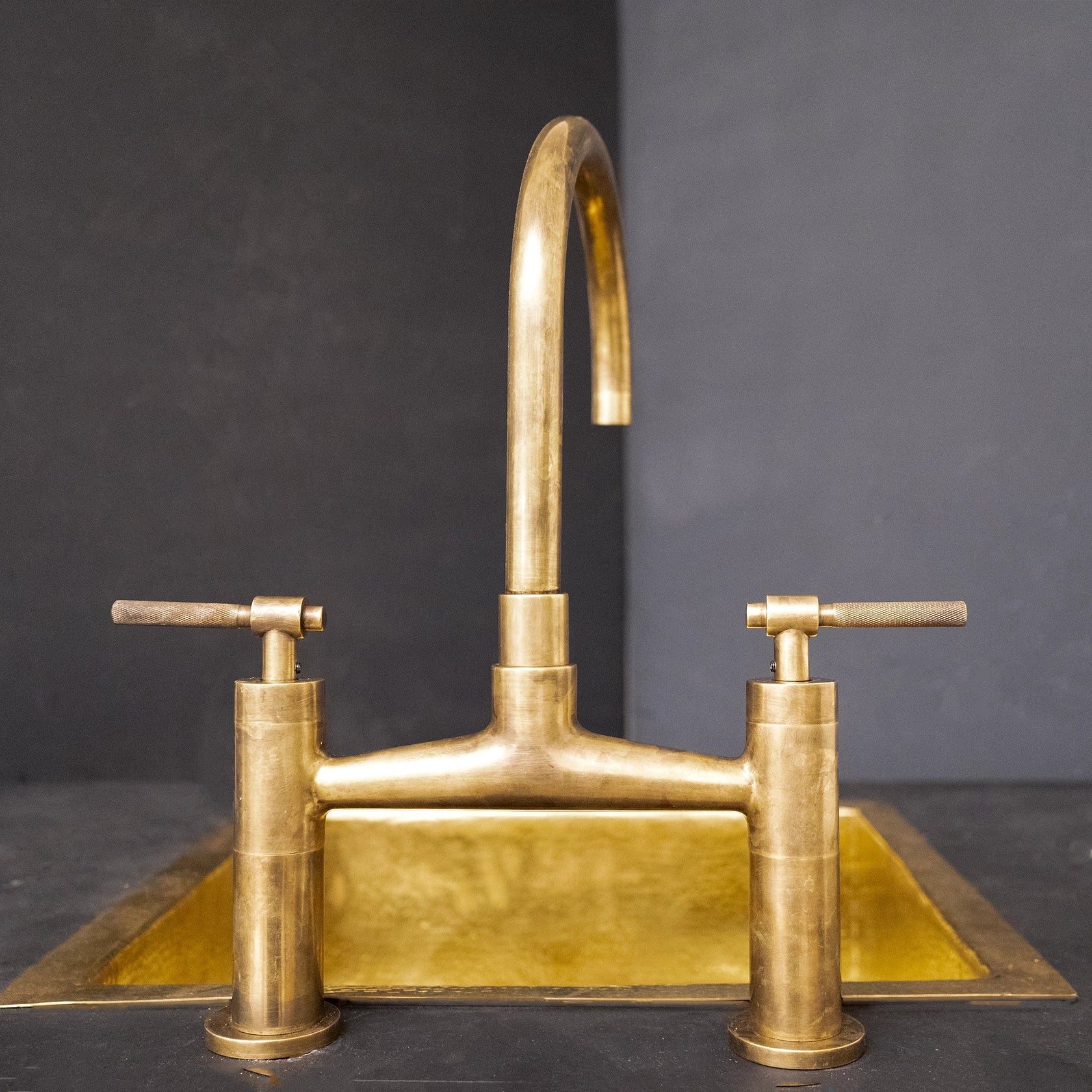 Unlacquered brass bridge Faucet - bridge faucet AzulSouk