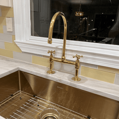 Unlacquered Brass Kitchen 8" Bridge Faucet Set - bridge faucet AzulSouk