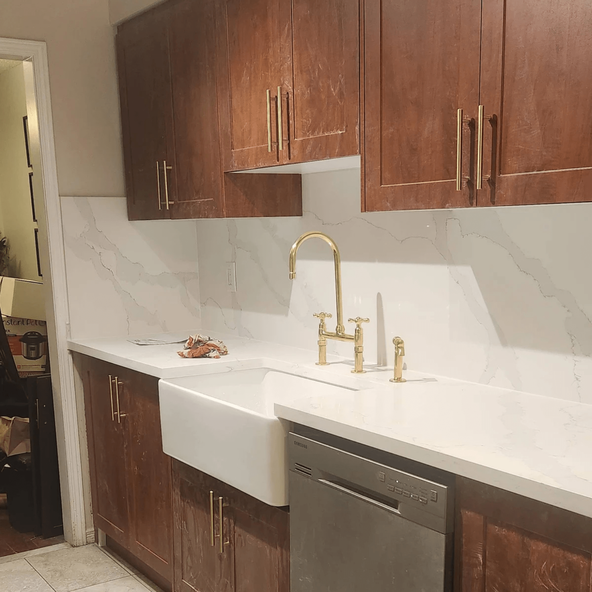 Unlacquered Brass Kitchen 8" Bridge Faucet SET - bridge faucet AzulSouk