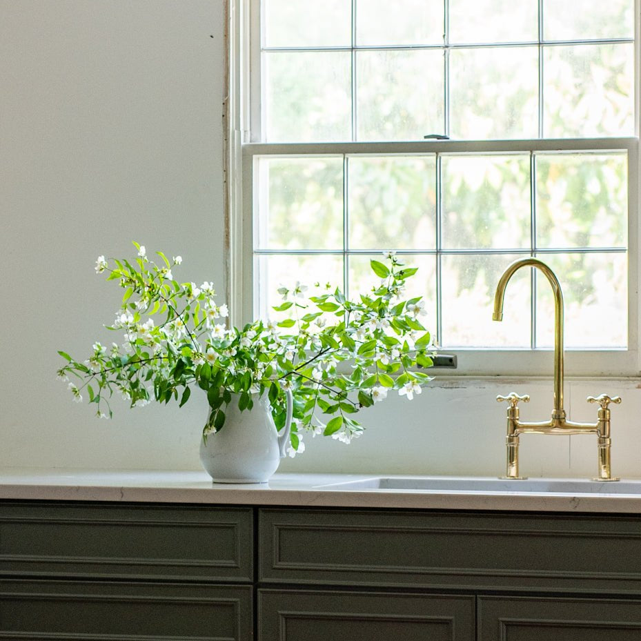unlacquered brass bridge faucet