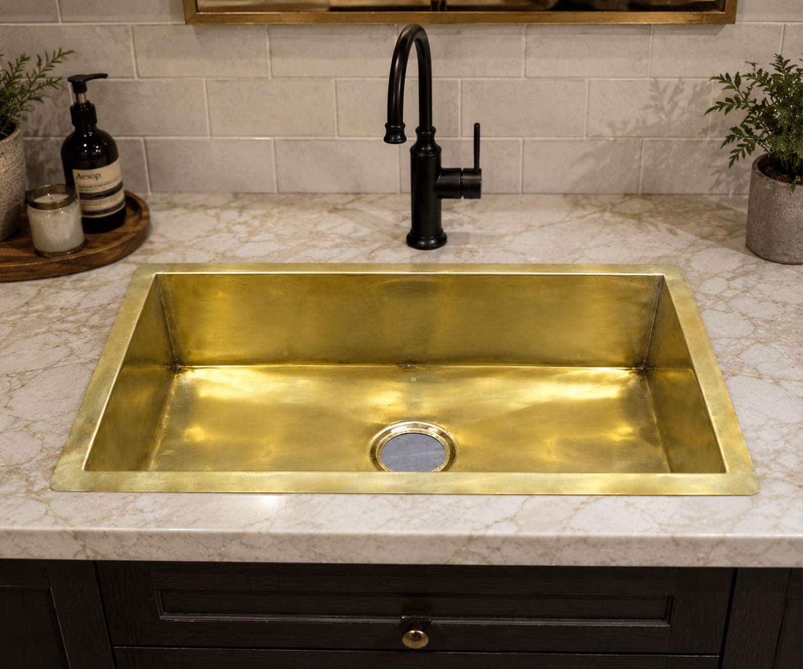 Unlacquered Brass Kitchen Sink