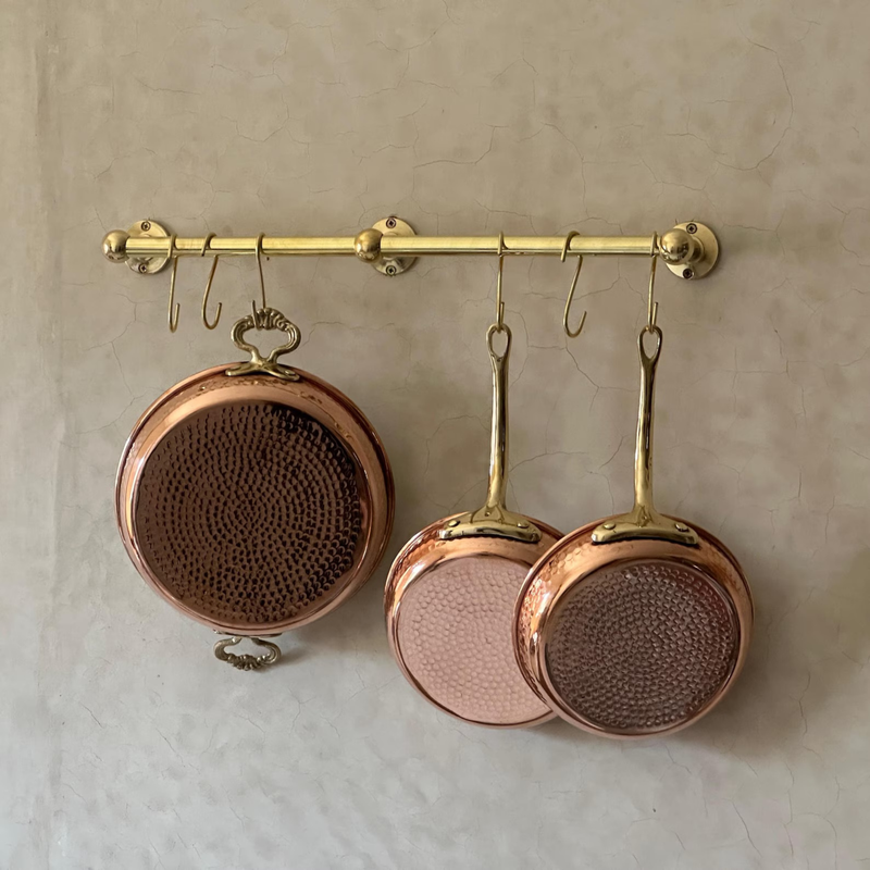 Unlacquered Brass Pot Rail Rack with S Hooks-zoom-