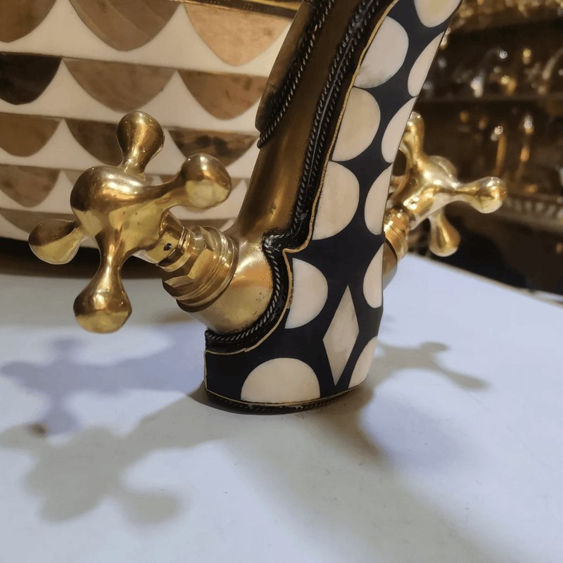 Unlacquered Brass & Resin Single Hole Vanity Faucet-zoom-