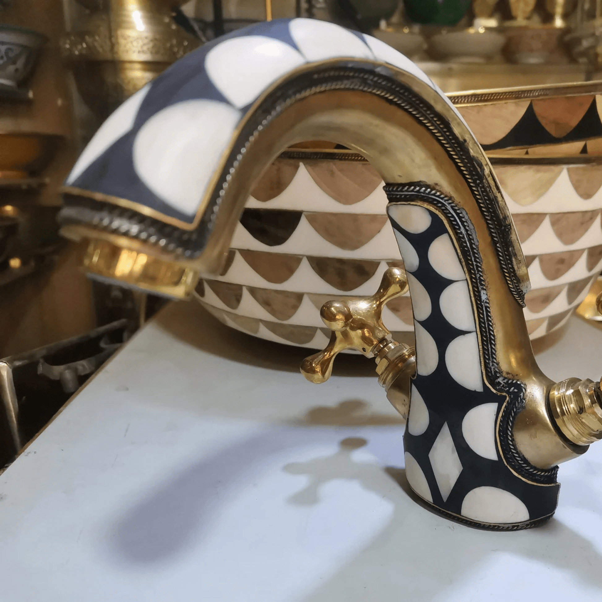 Unlacquered Brass & Resin Single Hole Vanity Faucet - bathroom faucet AzulSouk