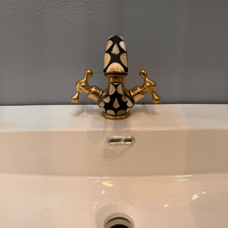 Unlacquered Brass & Resin Single Hole Vanity Faucet-zoom-