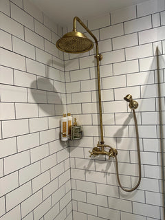 unlacquered brass shower set