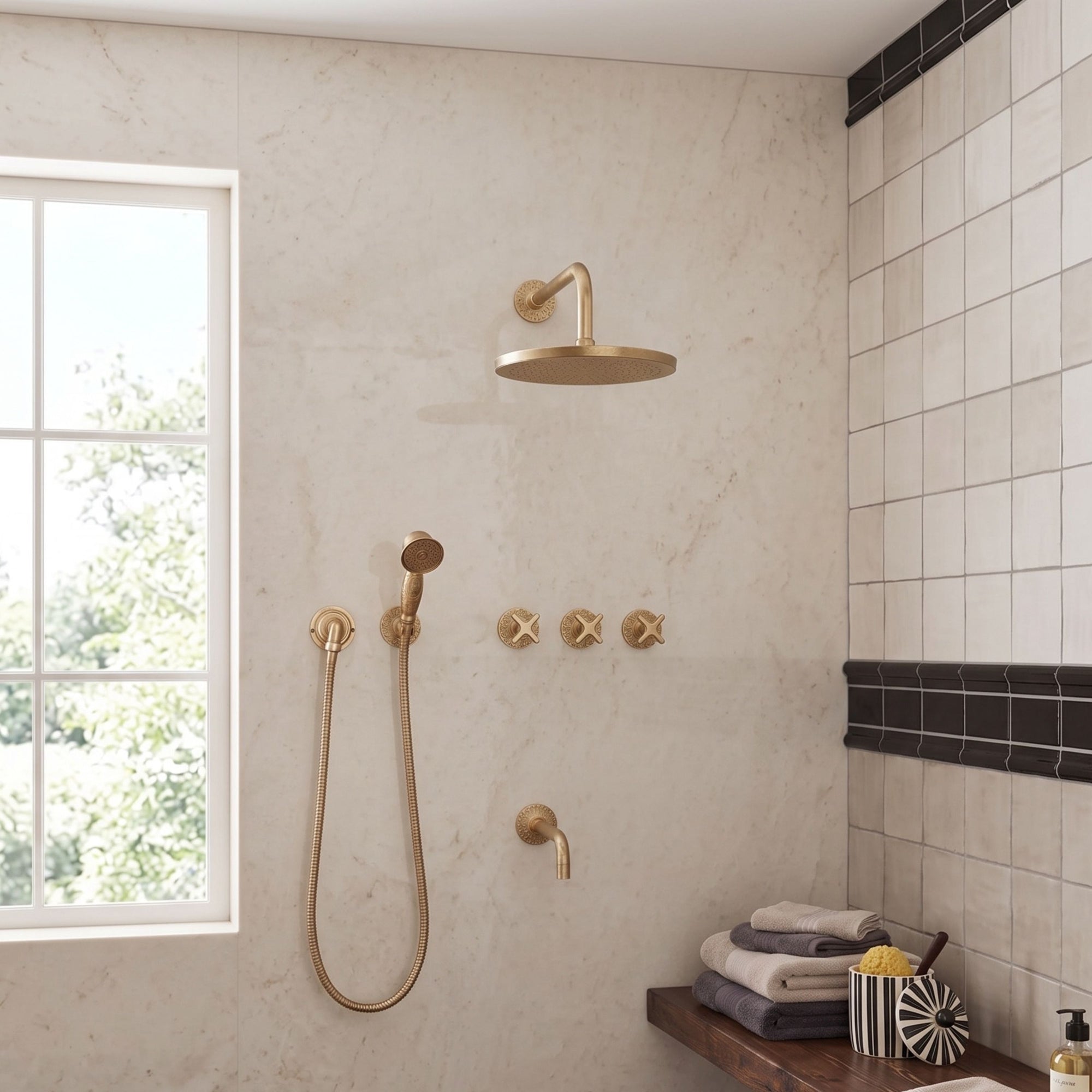 unlacquered-brass-shower-system