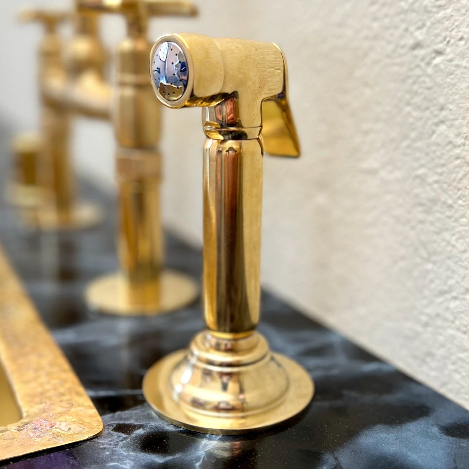 Unlacquered Brass Side Sprayer - kitchen faucet AzulSouk