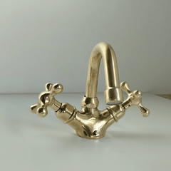 Unlacquered Brass Single Hole Sink Faucet - bathroom faucet AzulSouk