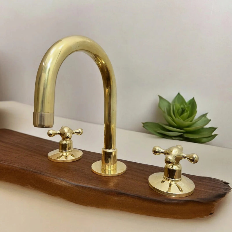 Unlacquered Brass Sink Bathroom Faucet-zoom-