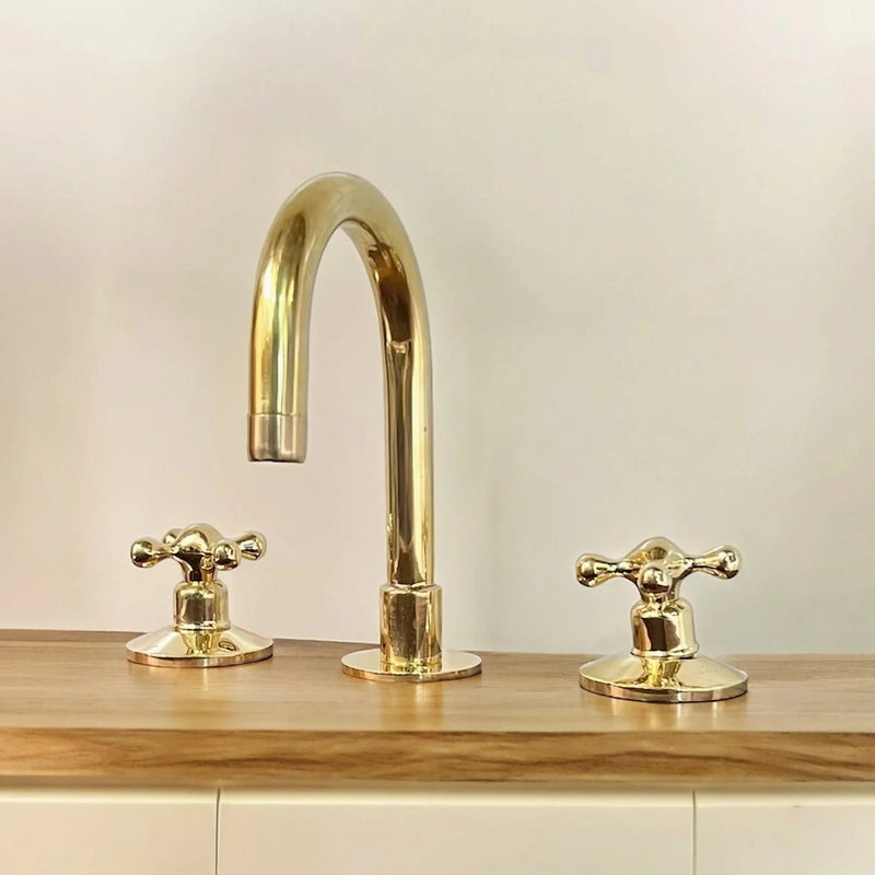 Unlacquered Brass Sink Bathroom Faucet-zoom-
