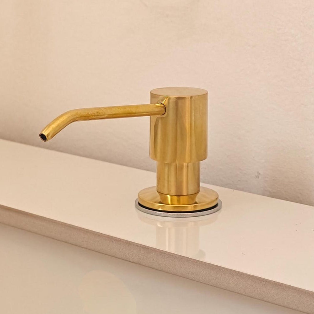 unlacquered brass built in saop dispenser