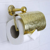 unlacquered brass toilet paper holder decorated