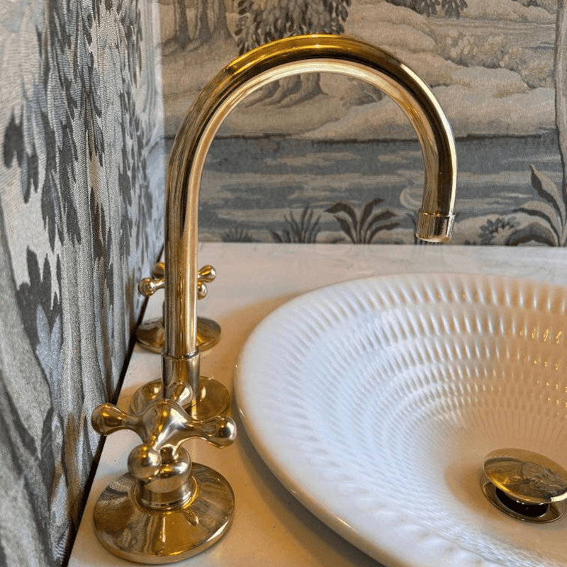 Unlacquered Brass Vanity 3 Holes Faucet-zoom-