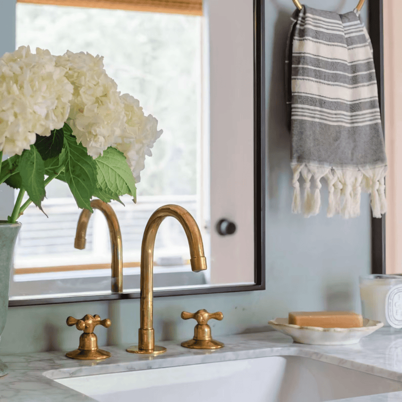 Unlacquered Brass Vanity 3 Holes Faucet-zoom-