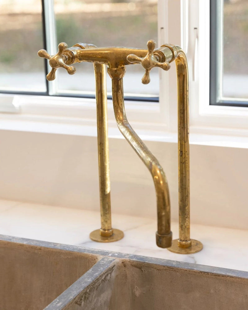 Unlacquered Solid Brass Bridge Faucet-zoom-