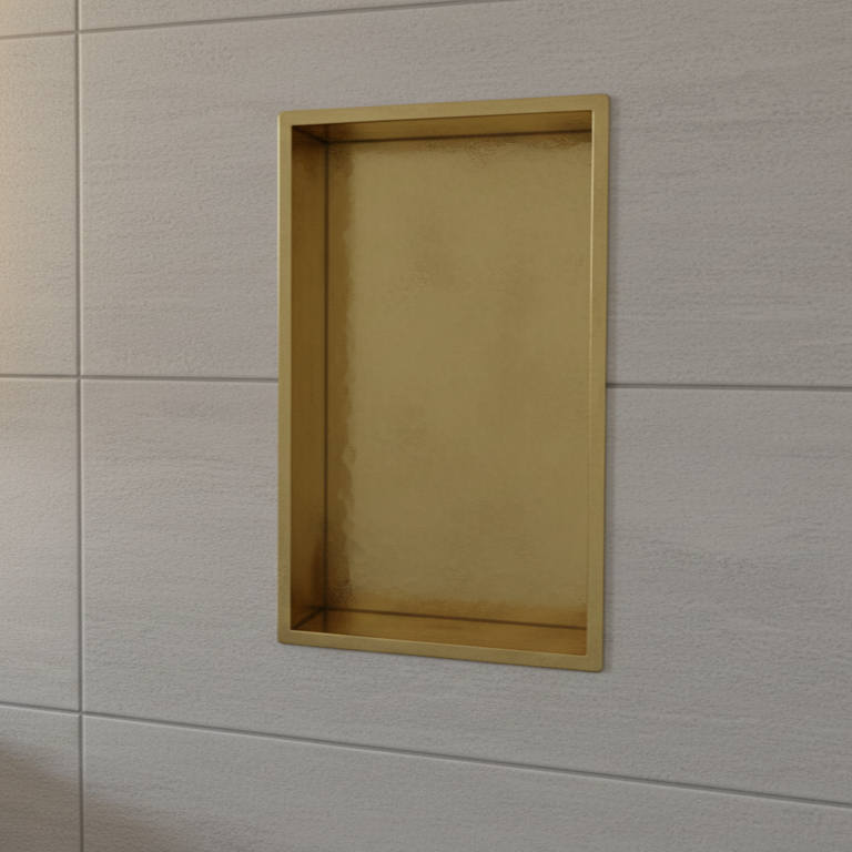 unlacquered solid brass niche for bathroom 