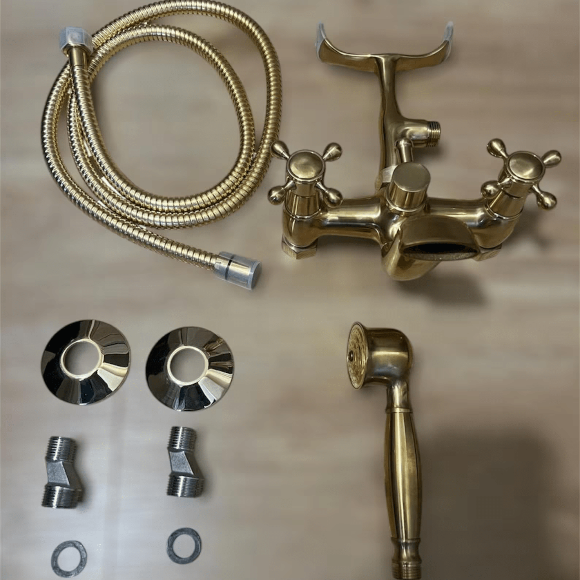Unlacquered Solid Brass Telephone Tub Filler - shower system AzulSouk